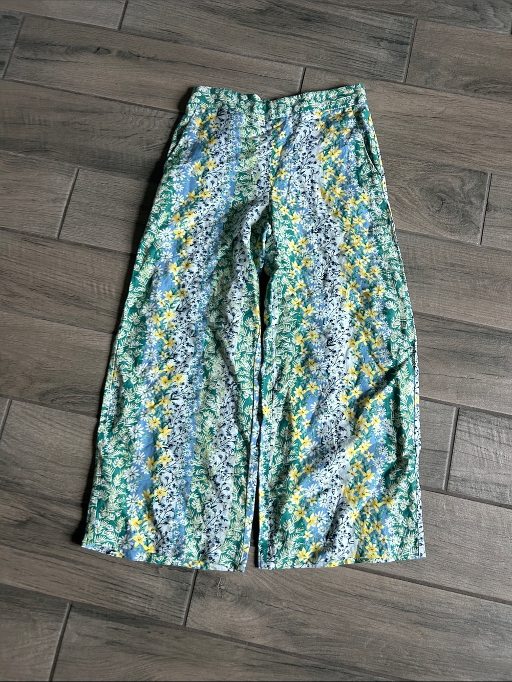 LOFT Green Multi Floral Wide-Leg Pants